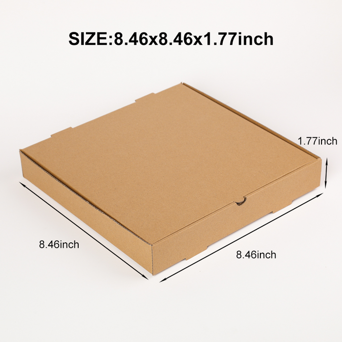 Pizza Boxes Takeout Protective Delivery Containers Collapsible Corrugated, Kraft Paper Cardboard Portable Packaging for Restaurant Home