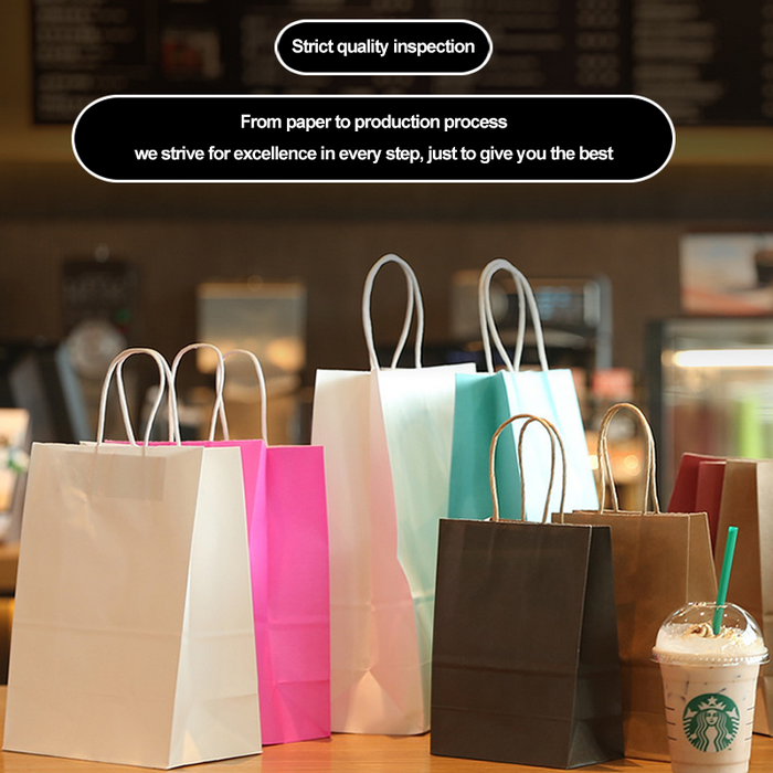 Kraft Paper Bags for carrying milk tea Small Paper Gift Bags with Handles Bulk, Paper Shopping Bags, Kraft Bags, Party Bags, Gift Bags