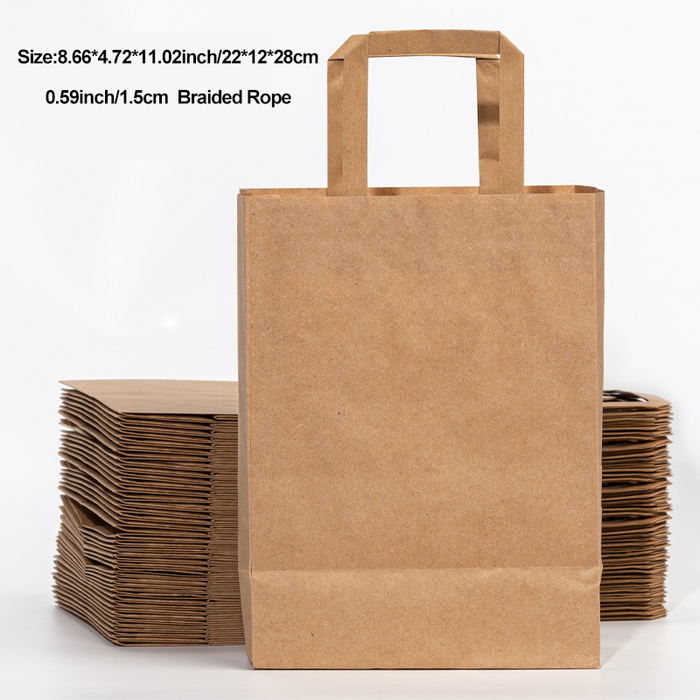 Kraft Paper Bags for carrying milk tea Small Paper Gift Bags with Handles Bulk, Paper Shopping Bags, Kraft Bags, Party Bags, Gift Bags