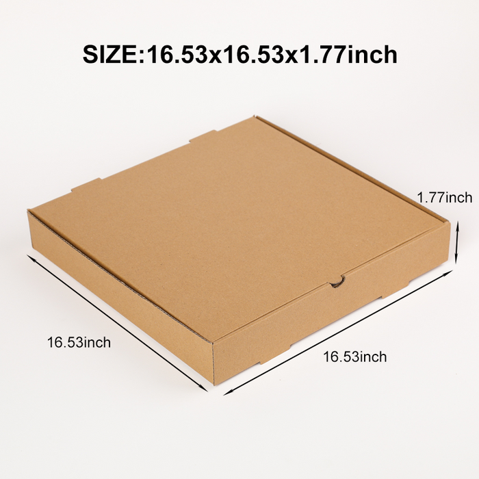 Pizza Boxes Takeout Protective Delivery Containers Collapsible Corrugated, Kraft Paper Cardboard Portable Packaging for Restaurant Home