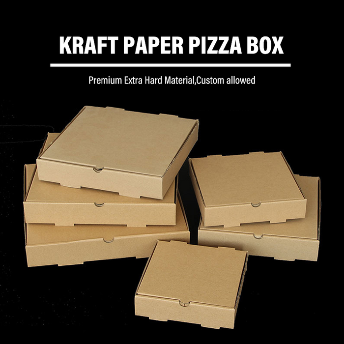 Pizza Boxes Takeout Protective Delivery Containers Collapsible Corrugated, Kraft Paper Cardboard Portable Packaging for Restaurant Home