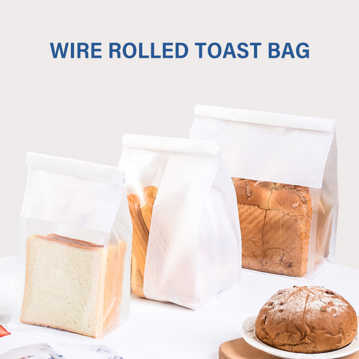 Bakery Bags with Window White Bread Loaf Bags Tin Tie Tab Lock Bags Toast Bags for Storing Foods